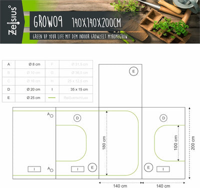 Zelsius Growzelt "MyHomeGrow" Grow tent | Indoor Growbox | schwarz grün | Growroom Growschrank Darkr