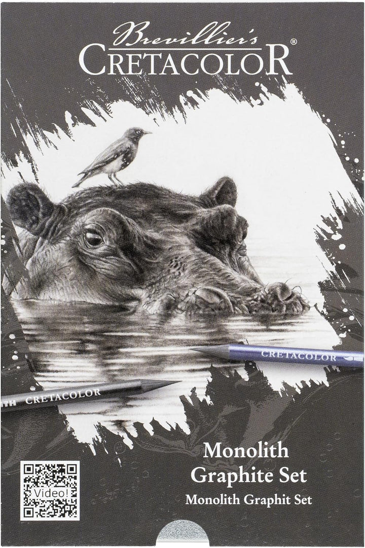 CRETACOLOR Monolith Graphit Set – Künstlerstifte aus Vollmine mit Zubehör – Zeichen-Set mit wasserve