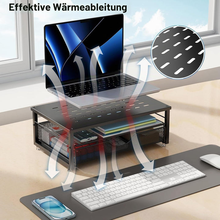 Computer-Monitorständer, Schreibtisch-Organizer mit Schublade, Schreibtischzubehör &amp; Desktop-Aufbewa