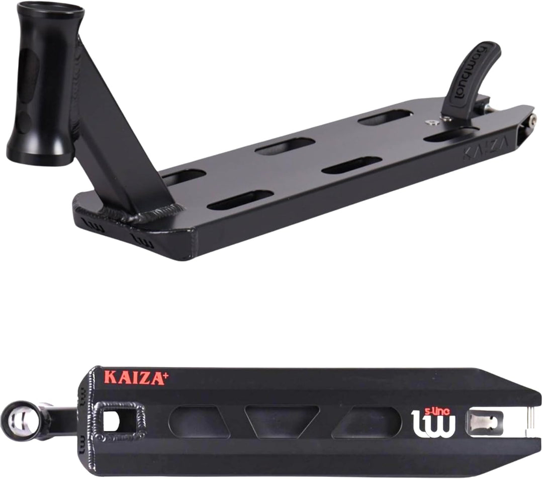 Longway Kaiza V3 Stunt-Scooter Park Deck 480mm 1080g leicht + Fantic26 Sticker Schwarz, Schwarz