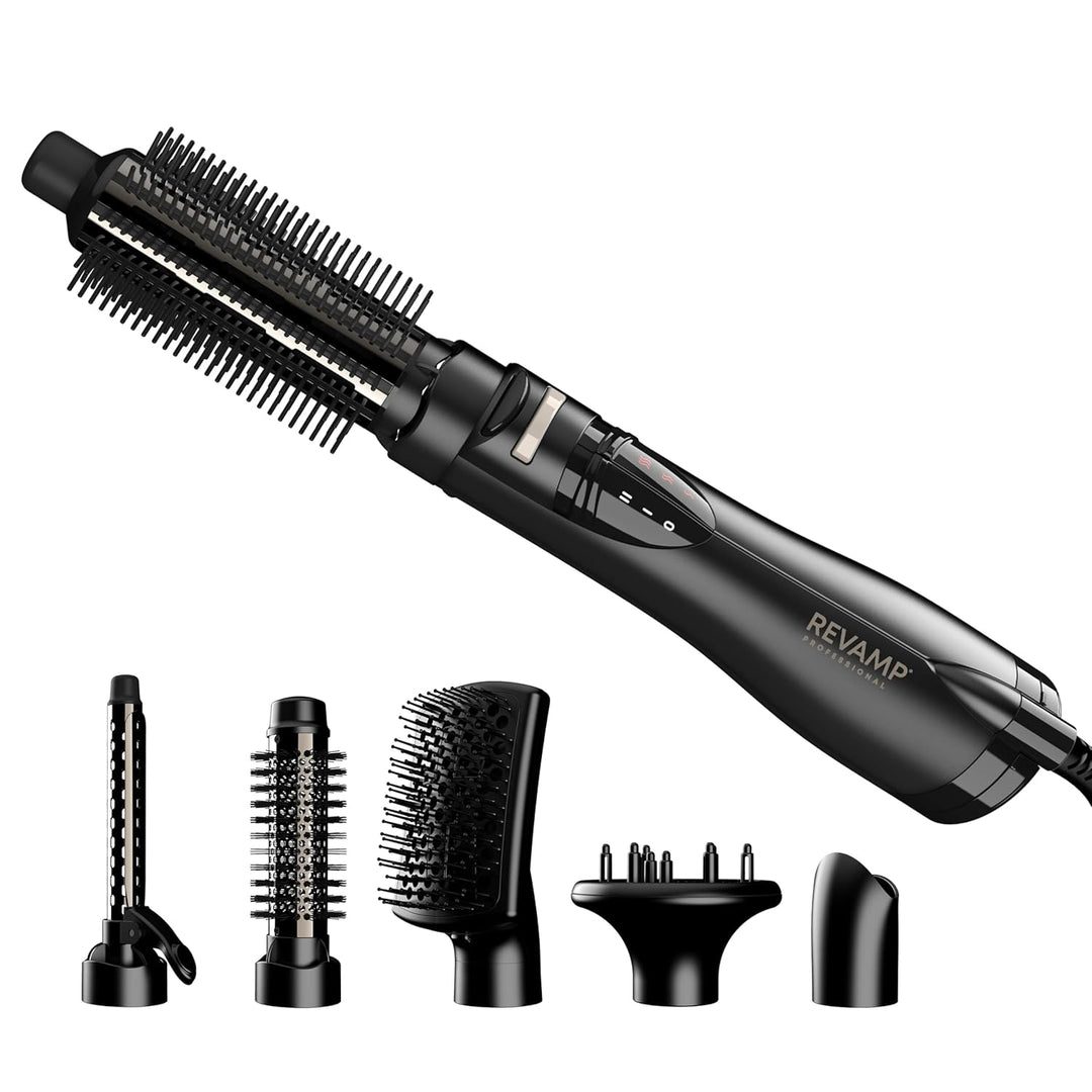 Revamp Progloss Airstyle 6-in-1-Heiss-Multi-Styler-Air-Bürste, Schwarz Airstyle + 6 Attachments, Air