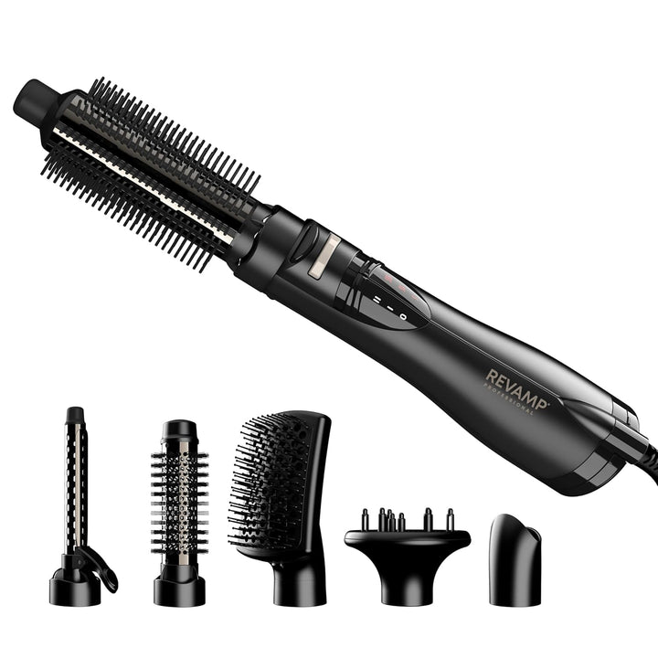 Revamp Progloss Airstyle 6-in-1-Heiss-Multi-Styler-Air-Bürste, Schwarz Airstyle + 6 Attachments, Air