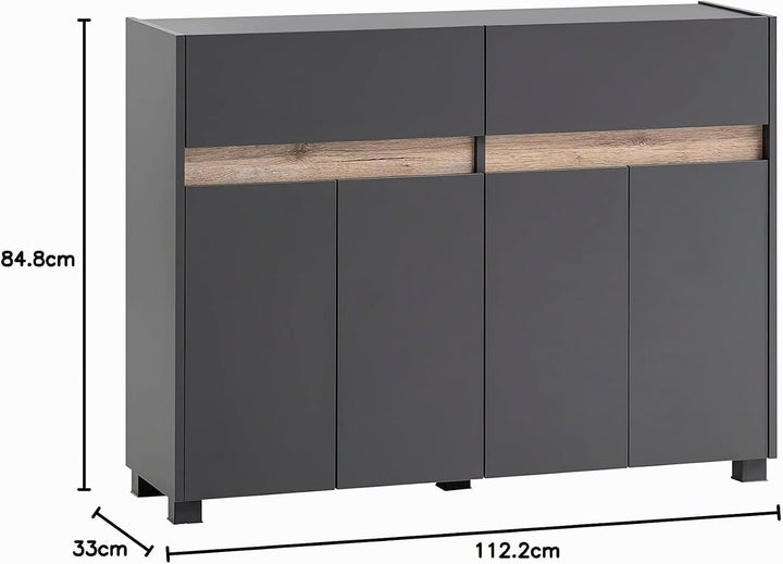 Schildmeyer Cosmo Kommode, Holzwerkstoff, anthrazit, 112,2 x 33 x 84,8 cm, Anthrazit