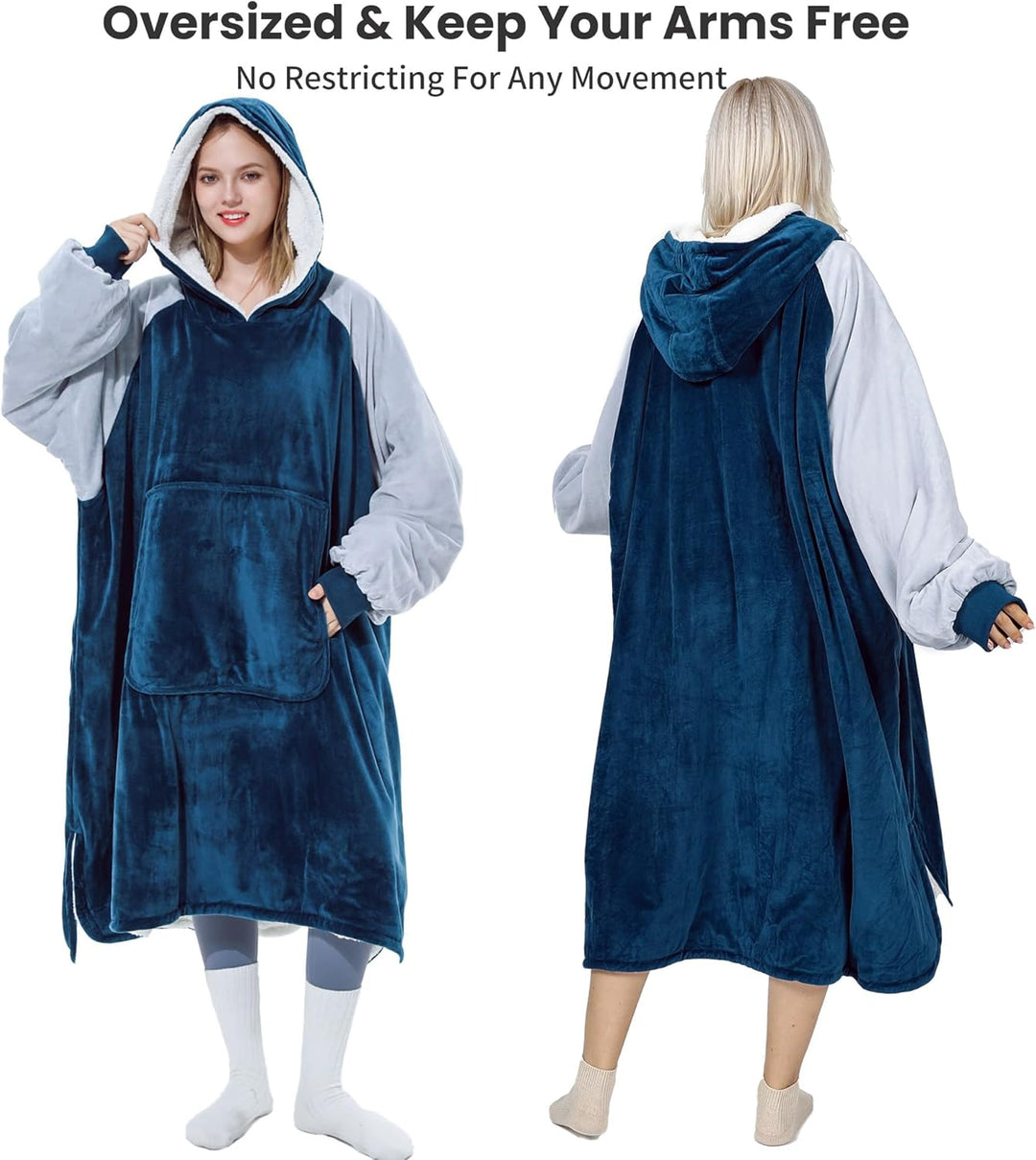 Winthome Hoodie Decke Doppelte Wärme, Kuschelpullover Damen Warm Weich,Hoodie mit Tasche und Kapuze,
