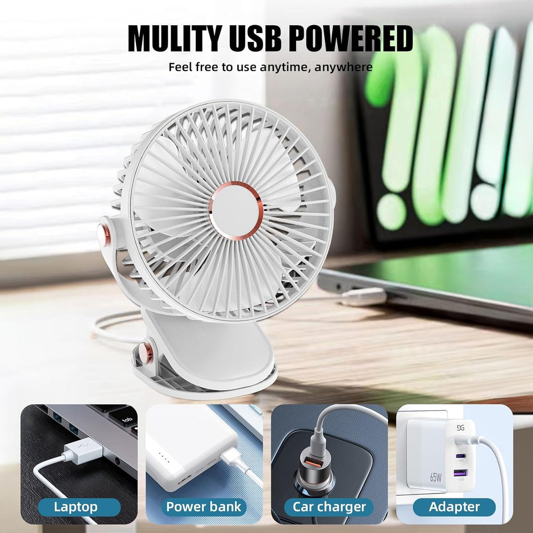MUXIWOM Tischventilator, 5000 mAh, Mini-USB-Ventilator, leise, kleiner Schreibtischventilator, 5 Ges