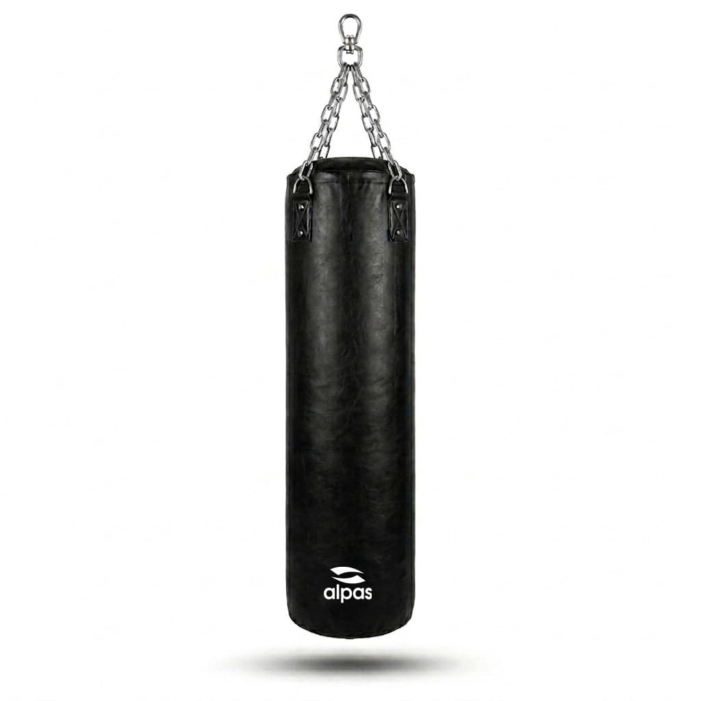 Alpas Boxsack 120cm - robust & langlebig | Sandsack in Profiqualität I 4-Punkt Stahlkette für Boxen,