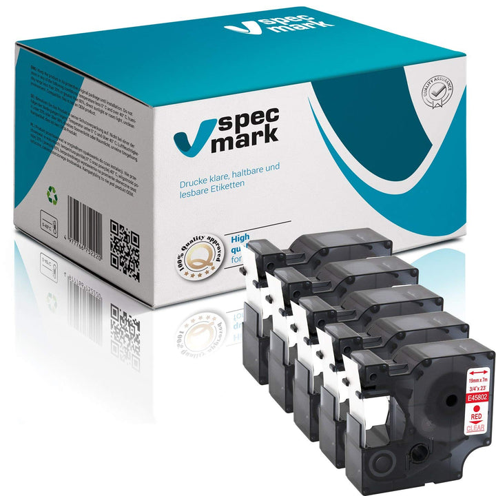specmark Kompatibel für na passend für DYMO D1 45013 S0720540 – Schriftband 12mm x 7m, Schwarz auf W