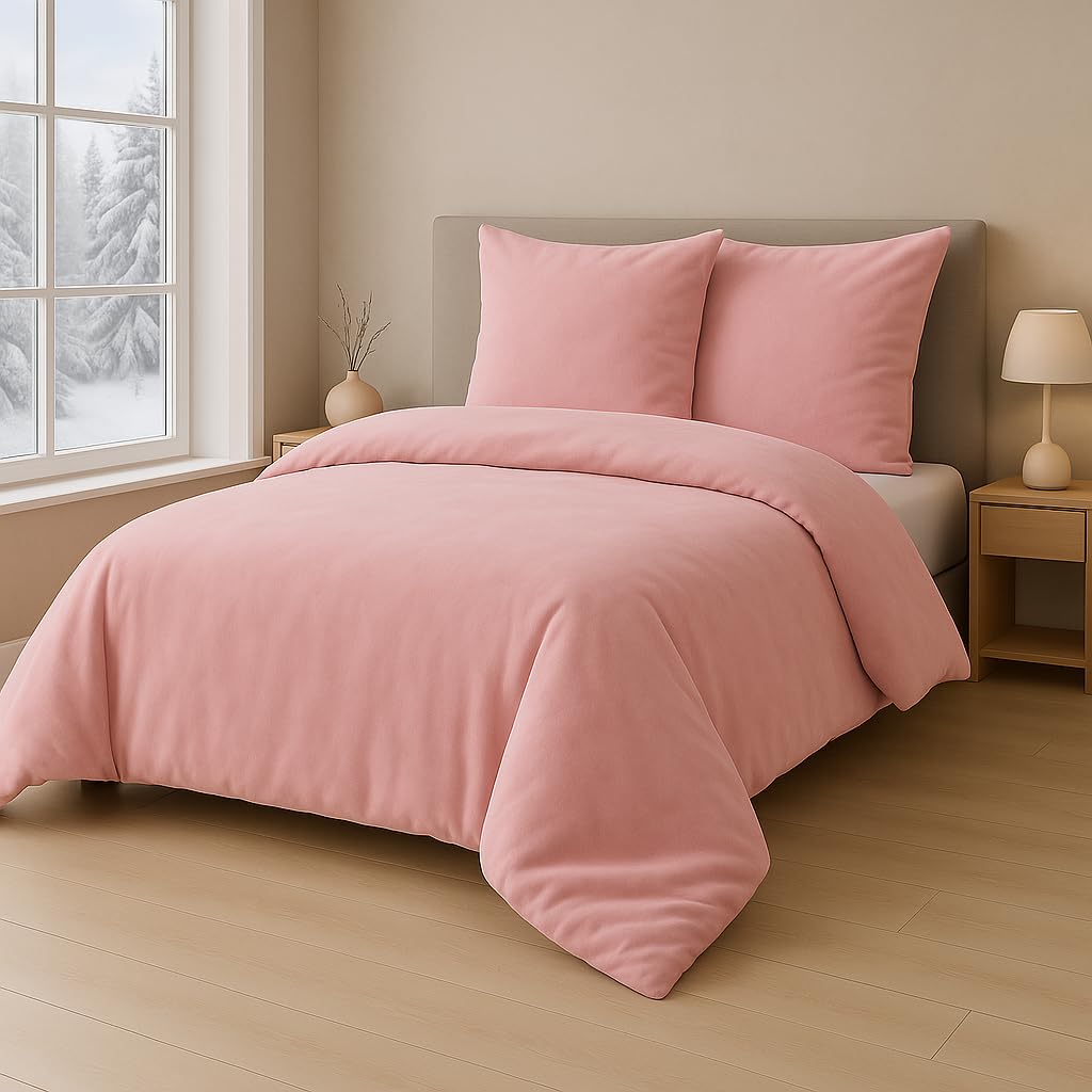 MALIKA Winter Plüsch Bettwäsche Nicky-Teddy Cashmere Coral Fleece 135x200 155x220 200, Grösse:200 x