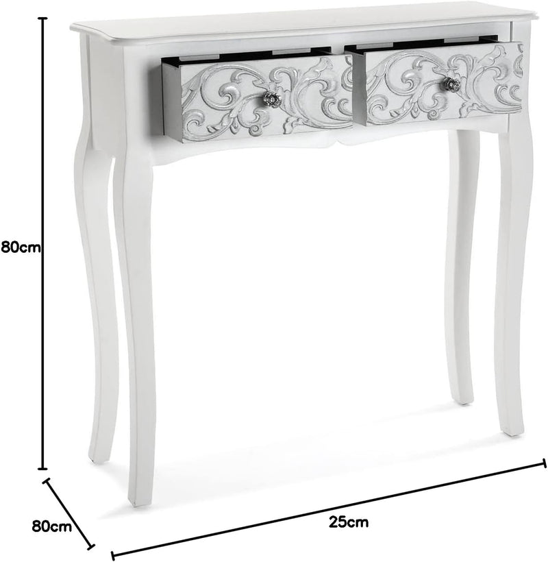 Versa Anjali Schmales Möbelstück für den Eingangsbereich oder Flur, Moderner Konsolentisch, mit 2 Sc