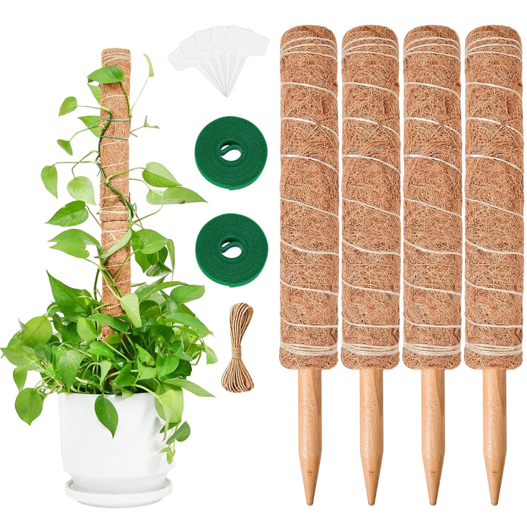 4 Stück 40CM Monstera Rankhilfe Moosstab Pflanzenstütze, Pflanzenstab für Monstera, Handmade Coco Co