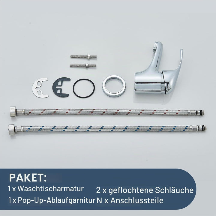 Badarmatur mit ausziehbarem Auslauf, Mischbatterie, Waschtischarmatur, Einhebel-Waschtischarmatur, E