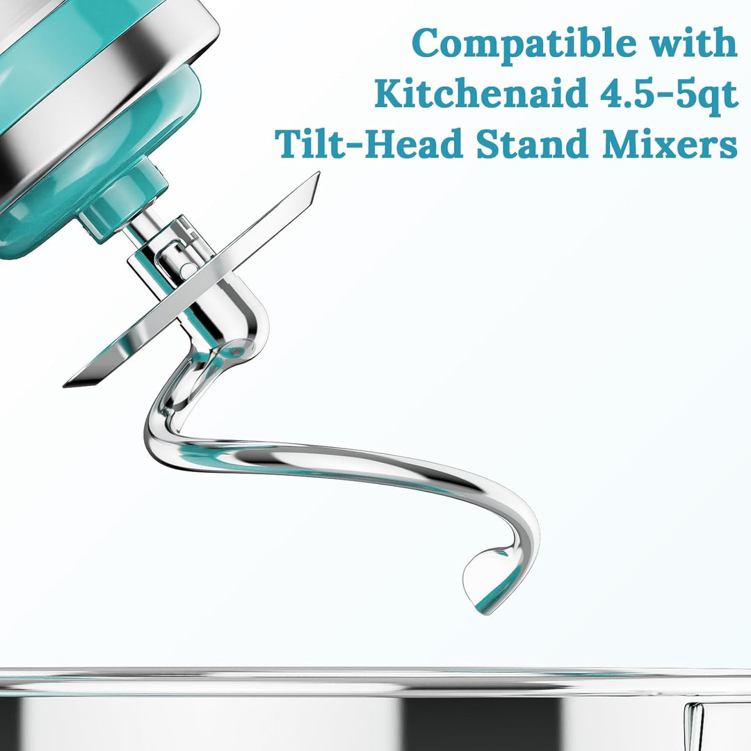 Knethaken aus Edelstahl für KitchenAid Standmixer, passend für 4,5–5 Qt Kippkopf-Standmixer-Aufsätze
