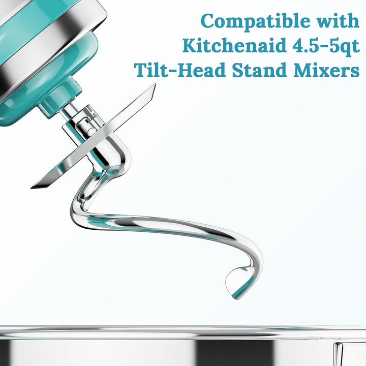 Knethaken aus Edelstahl für KitchenAid Standmixer, passend für 4,5–5 Qt Kippkopf-Standmixer-Aufsätze
