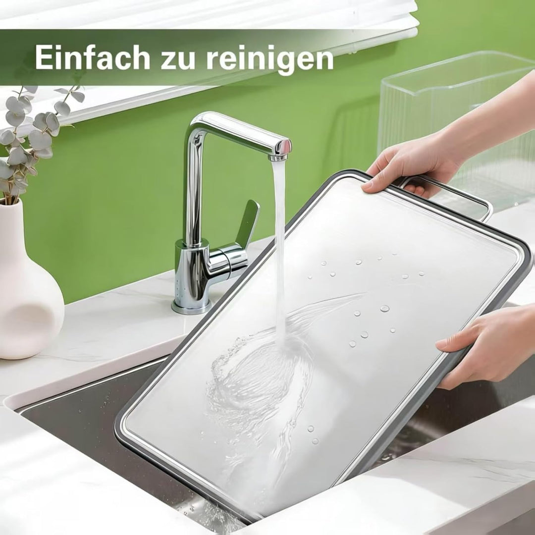 Doppelseitiges Edelstahl-Schneidebrett für die Küche, rostfreies Cutting Board mit Saftnut auf beide