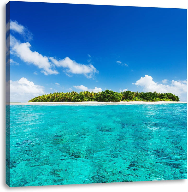 Traumhafte Insel, Format: 70x70 auf Leinwand, XXL riesige Bilder fertig gerahmt mit Keilrahmen, Kuns