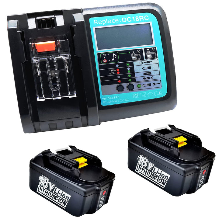 GOLEMON 2PCS 4000mAh BL1840 Akku BL1840B BL1830 BL1815 BL1850 + 3A Ladegerät für Makita DC18RC DC18S