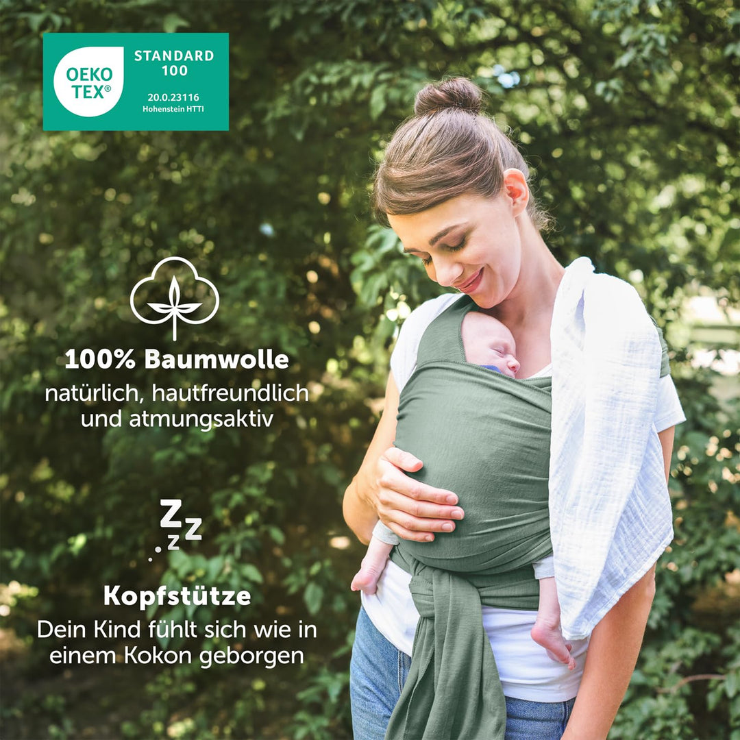 Laleni Tragetuch Baby, Babytragetuch - Babytrage für Neugeborene, 100% weiche Bio-Baumwolle, elastis