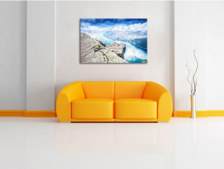 Pixxprint Küste in Norwegen als Leinwandbild/Grösse: 100x70 cm/Wandbild/Kunstdruck/fertig bespannt,