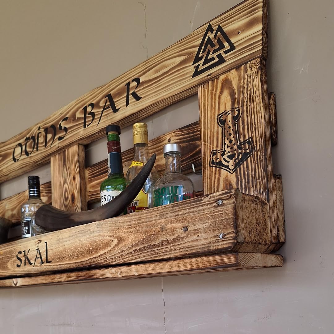 WIKINGER BAR Weinregal Personalisierbar mit Getränkespender Rustikal Met Bier Schnaps Regal Whisky G