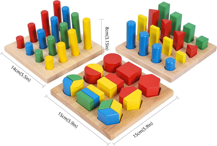 TOWO Holz Sortierspiel mit Geometrische Formen zum Stapeln, Sortieren und Kategorisieren-holz formen
