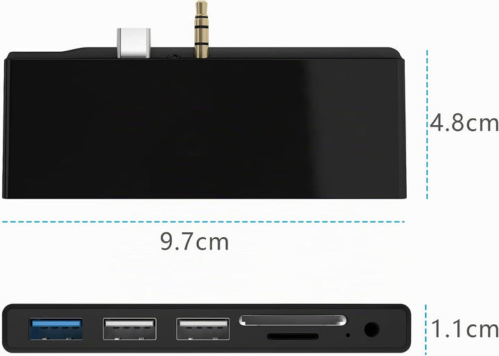 Surface Go Docking Station, USB C Hub Surface Go /Go2 /Go3 mit USB3.0+2 USB 2.0+SD Kartenleser+Micro