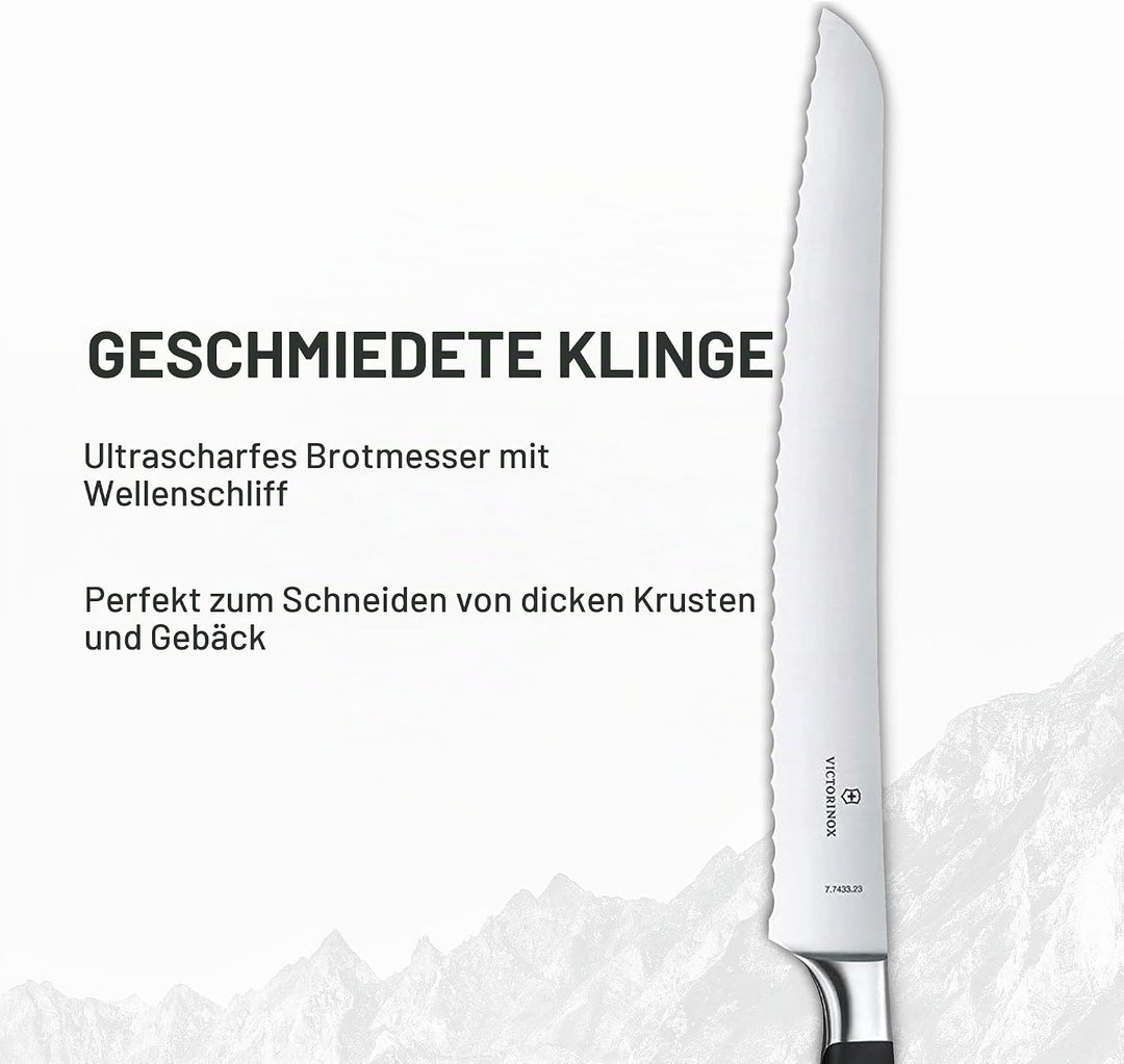 Victorinox, Grand Maître, Profi Brot- und Konditormesser, Extra Scharfe Klinge, Wellenschliff, 23 cm