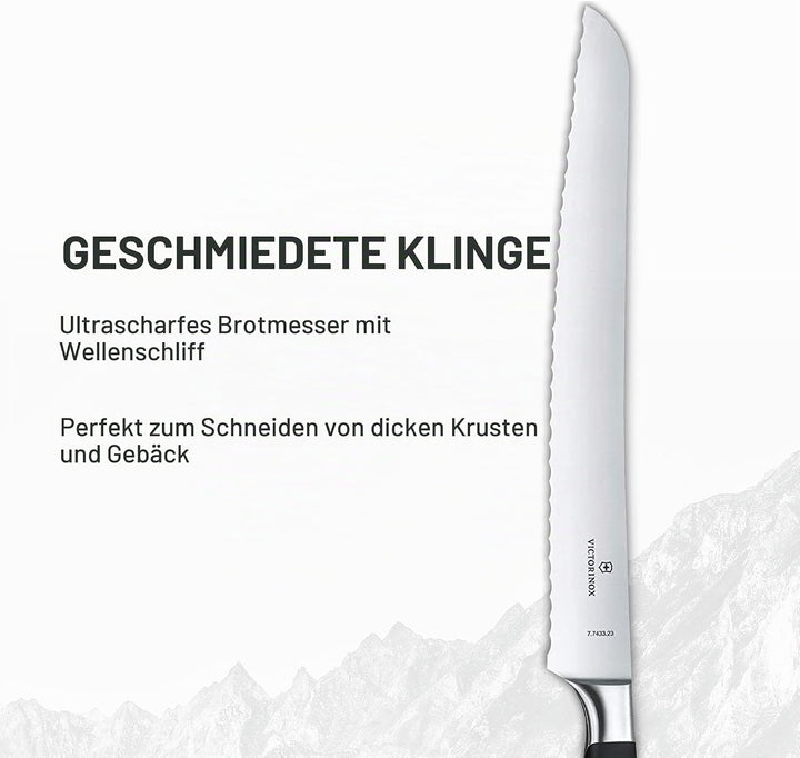 Victorinox, Grand Maître, Profi Brot- und Konditormesser, Extra Scharfe Klinge, Wellenschliff, 23 cm