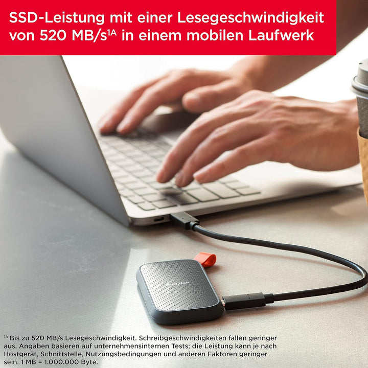 SanDisk Portable SSD 480GB, up to 520MB/s read speed, Festkörper-Laufwerk 480 GB 520 MB/s Schwarz, 4