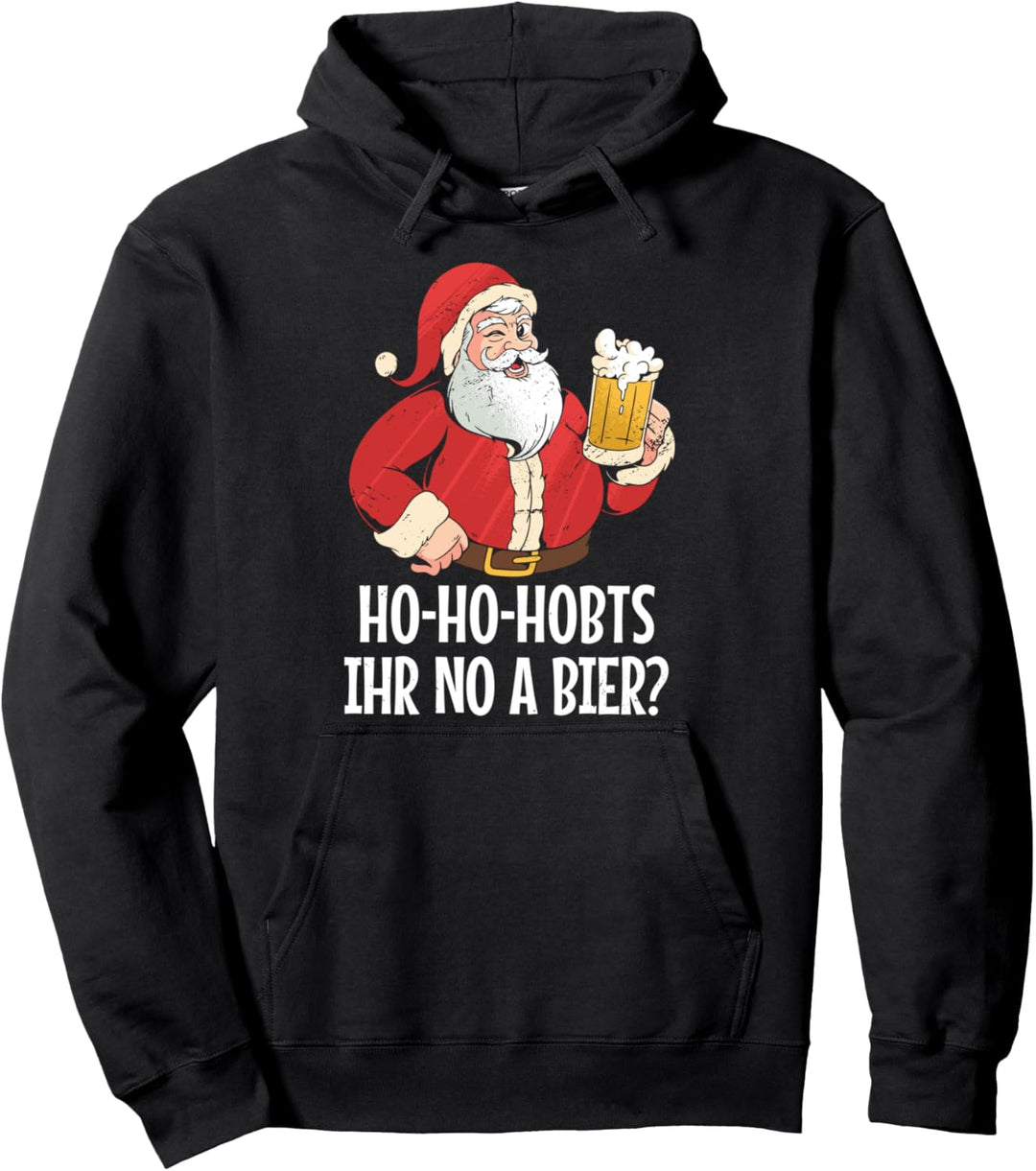 Lustiger Weihnachtsmann Ho Ho Hobts ihr no a Bier? Bayrisch Pullover Hoodie
