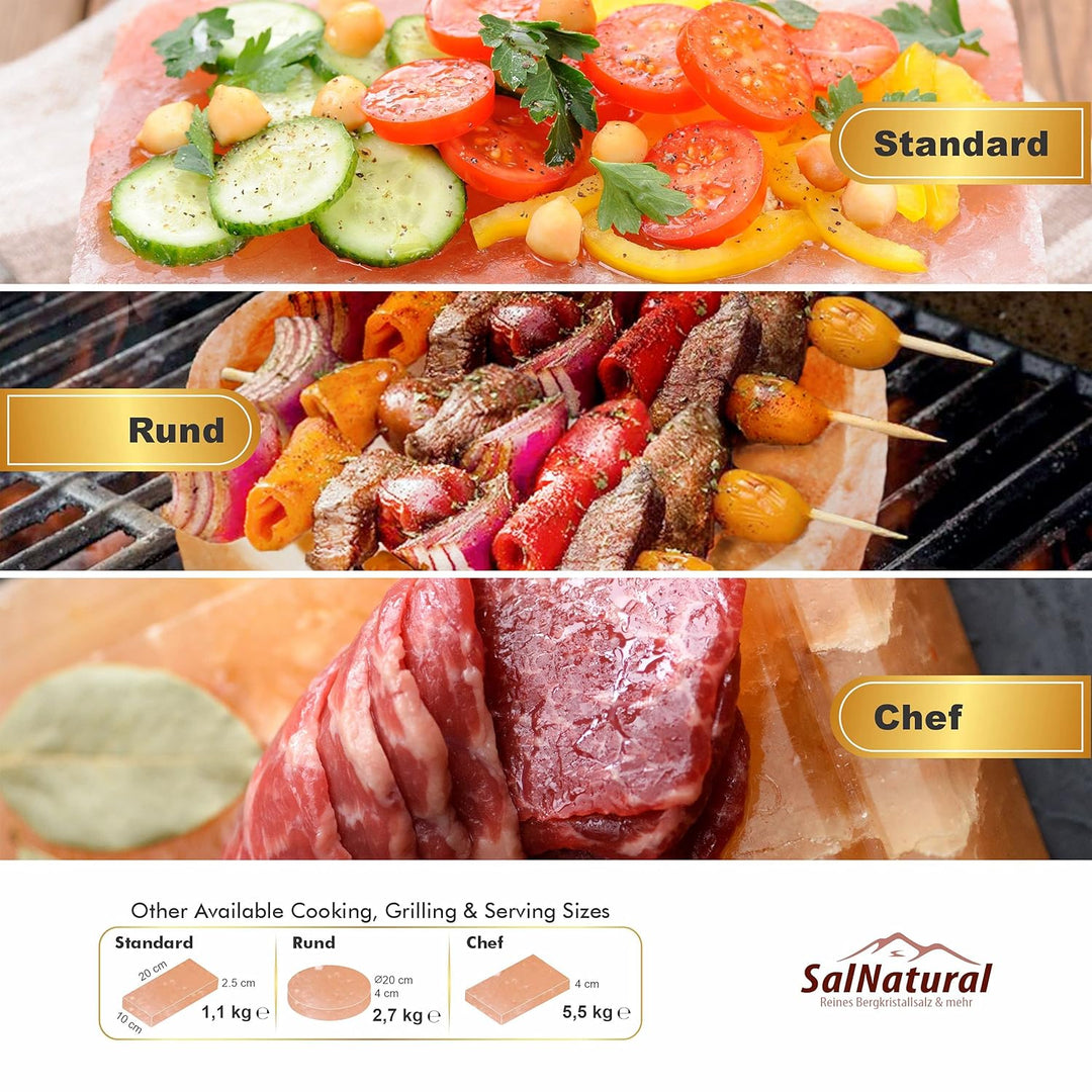 SalNatural Gourmet Salz Grillsteine 20x10x2,5cm (2er Pack) Original Kristallsalz aus dem Vorgebirge