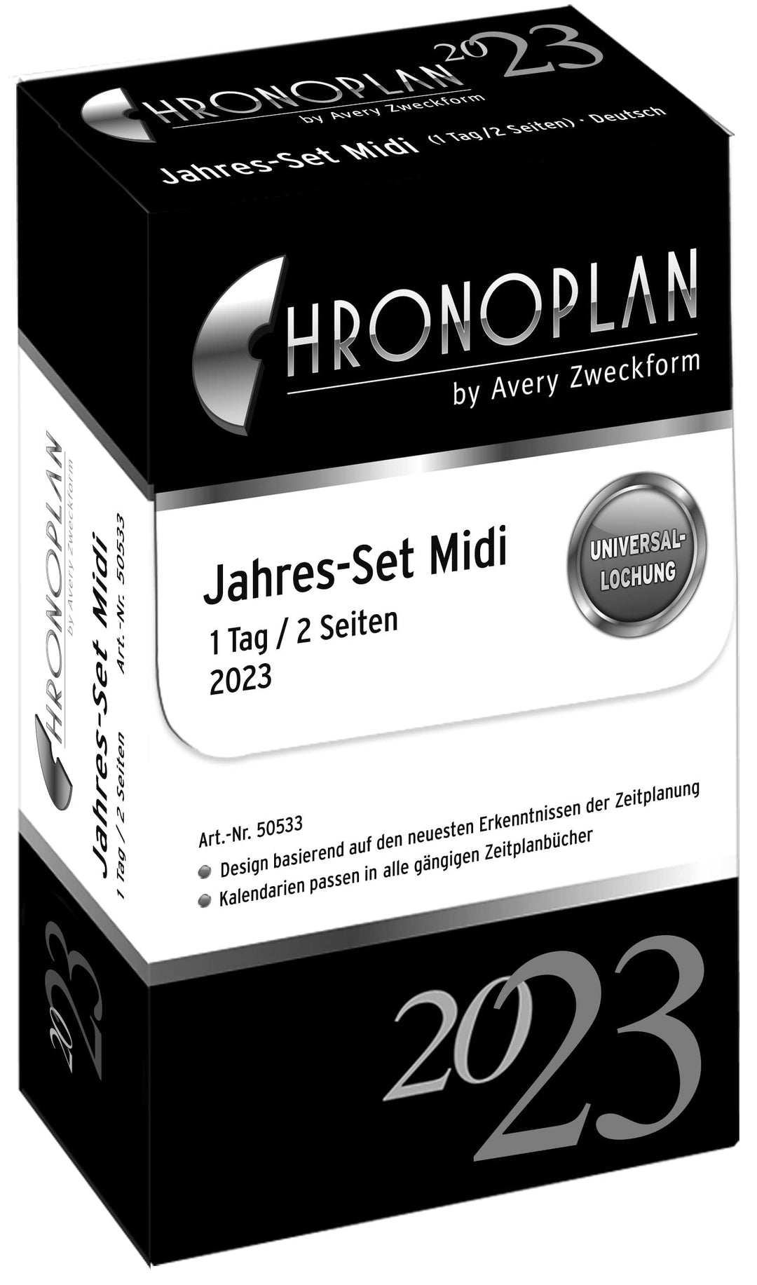 Chronoplan 50533 Kalendereinlage 2023, Jahres-Set Midi mit Tagesplänen (96x172 mm), Ersatzkalendariu