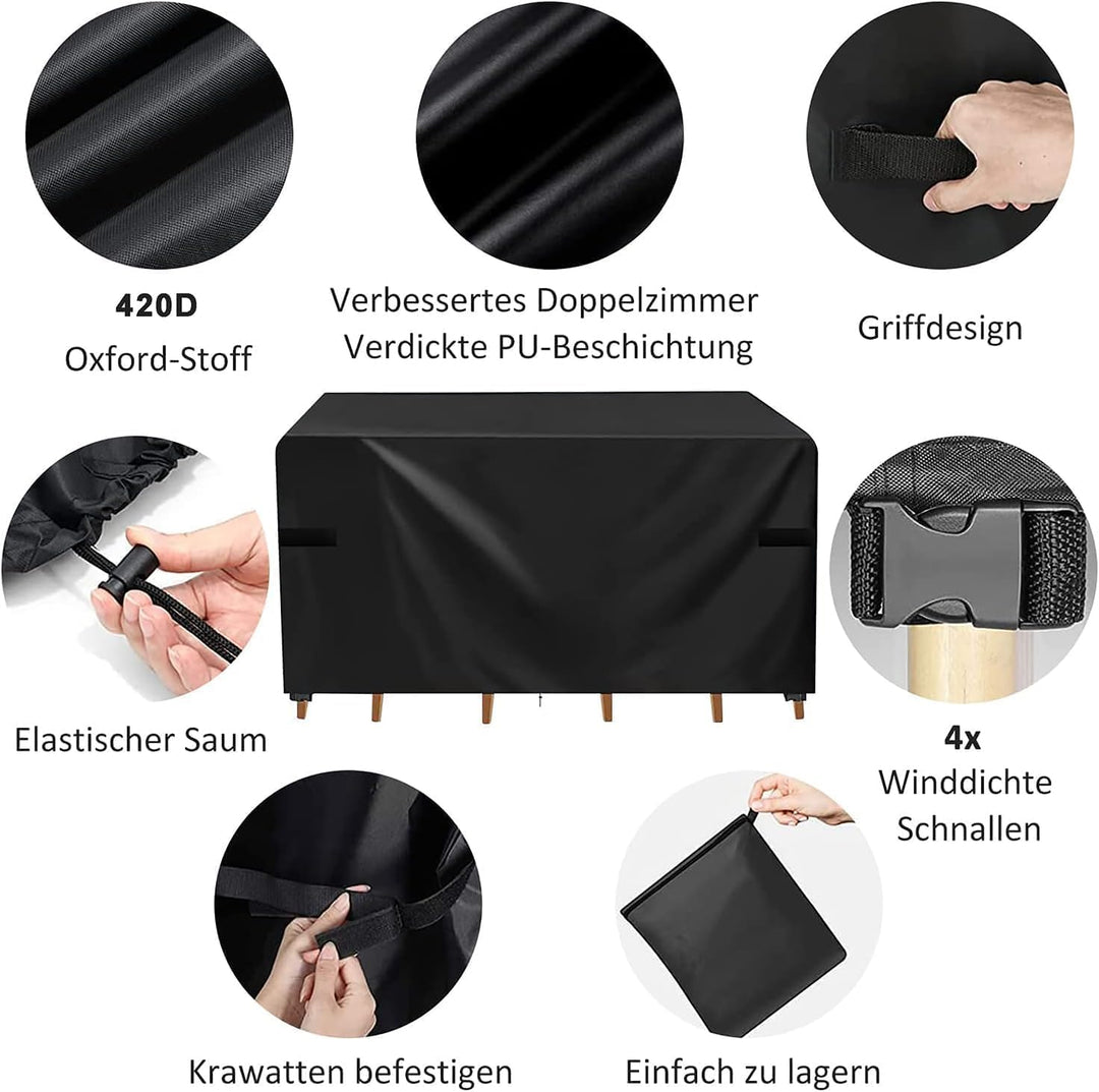 MEELOTOP Abdeckung Gartenmöbel Winterfest und Wasserdicht, 215x132x72cm 600D Oxford Gewebe Rechtecki