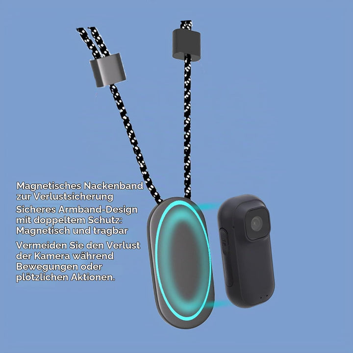 4K Action Cam Körperkamera mit magnetischem Trageband, Zurück-, wasserdichtes Gehäuse, Ladebox, Mont