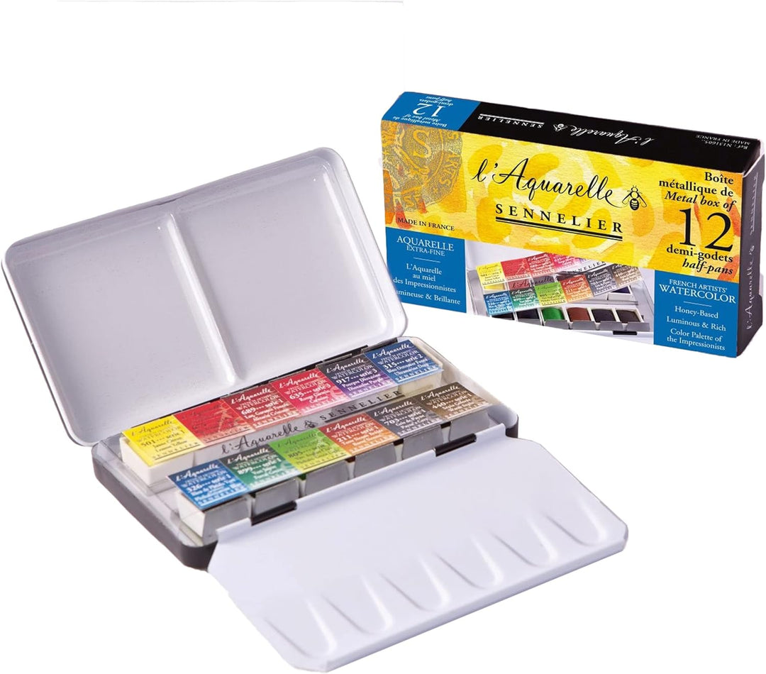 Sennelier Aquarell Zinn Metallic 12-teilig Pocket Set 12 Unité (Lot de 1) gelb, 12 Unité (Lot de 1)