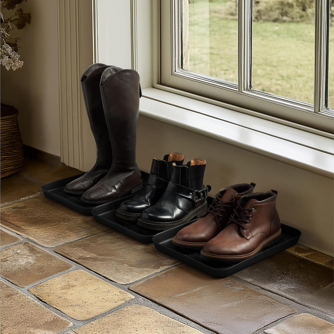 Navaris 3X Schuhablage Schuhabtropfschale klein - Schuhablage schmal 35x27x2,5cm - Erhöhter Rand - S