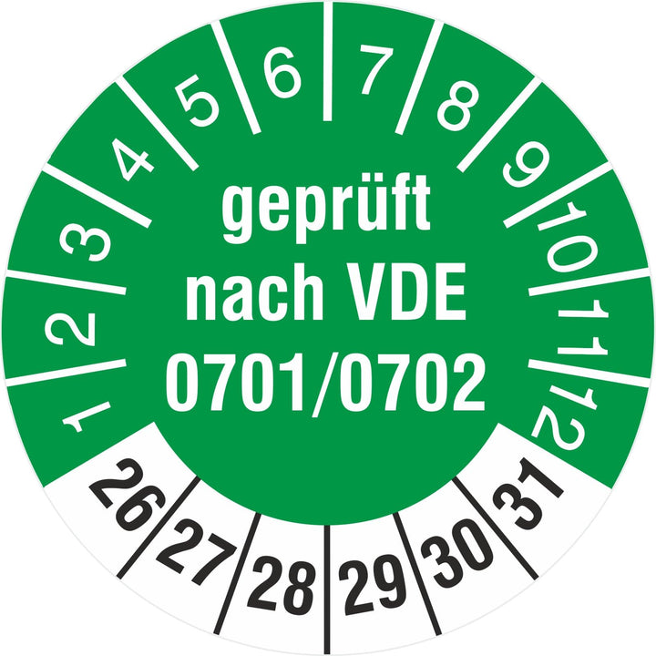 1000 Stück geprüft nach VDE 0701/0702 Prüfetiketten/Prüfplaketten 30 mm rund 2022-27 1000 30mm Durch