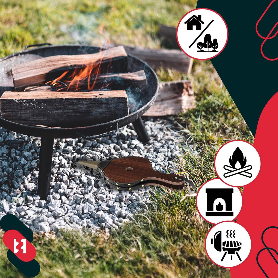KOTARBAU® Blasebalg zum Entfachen von Gills und Feuer aus Holz und Kunststoff Grillgebläse Handblase