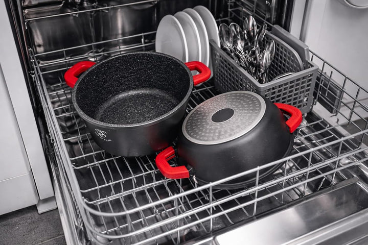 Royal Swiss Kochtopf, Schwarz, 2 l, Marmorbeschichtung, Glasdeckel, geeignet für Induktion & Ofen, A