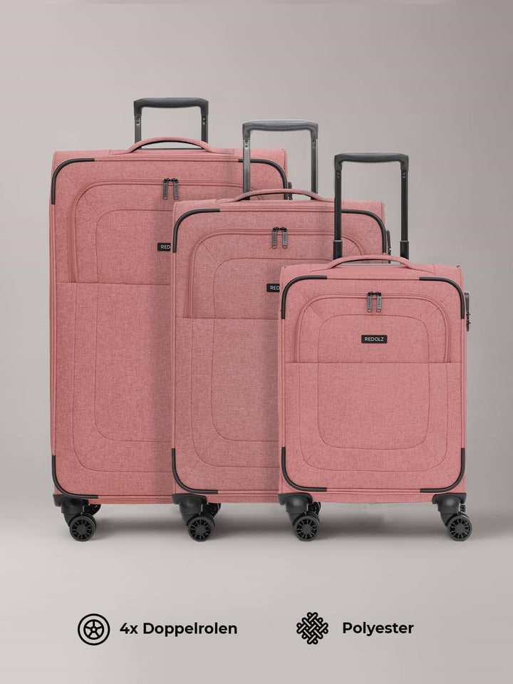 REDOLZ Koffer-Set 3-teilig für Damen & Herren | leichte & stabile Reise-Trolleys, hochwertiges Softc