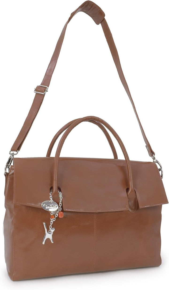 Catwalk Collection Handbags - Damen Leder Laptoptasche 17 Zoll - Arbeitstasche Extra Gross - Aktenta