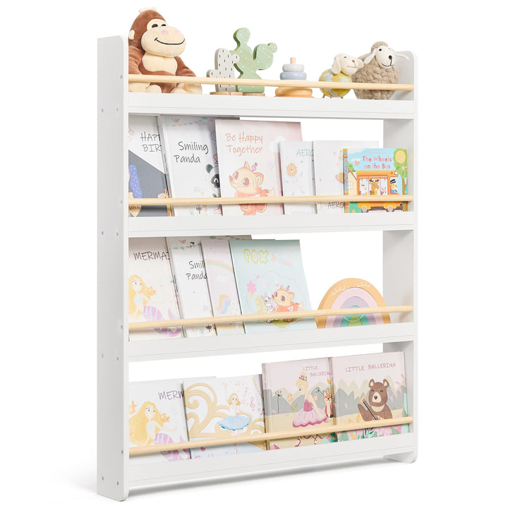 SONGMICS Bücherregal Kinder, Kinderregal mit 4 Ebenen, Spielzeugregal, Wandregal, für Kinderzimmer,
