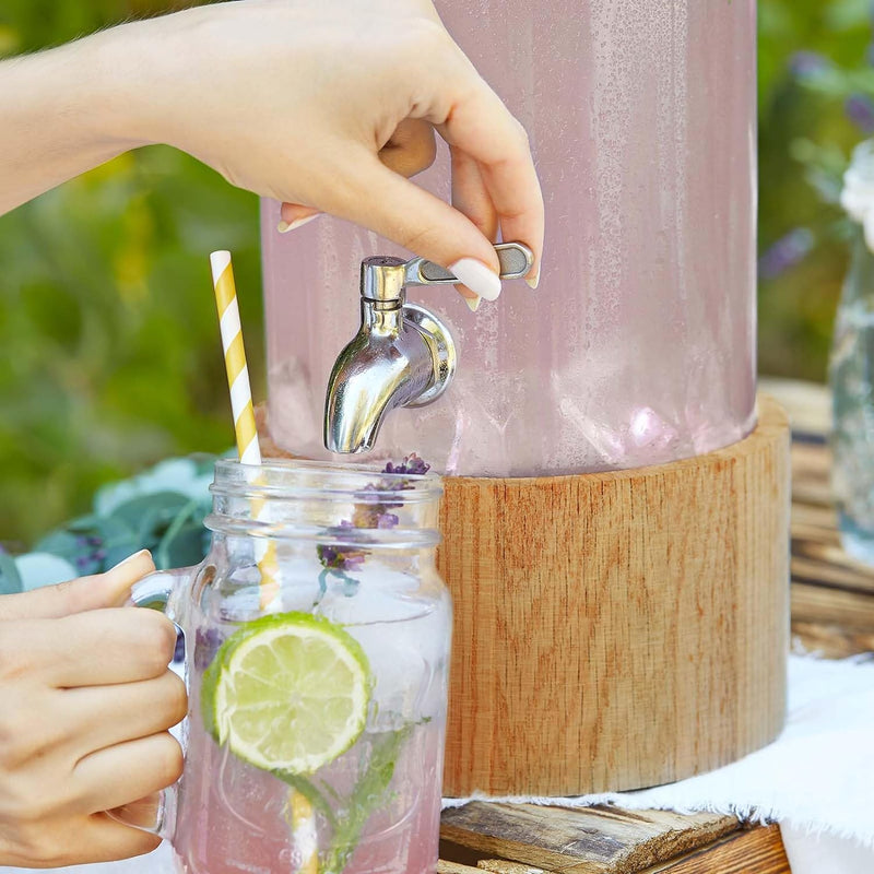 SPRINGLANE Glas Getränkespender 3,8 L Greta mit Edelstahl-Zapfhahn & Ständer aus Eichenholz, Limonad