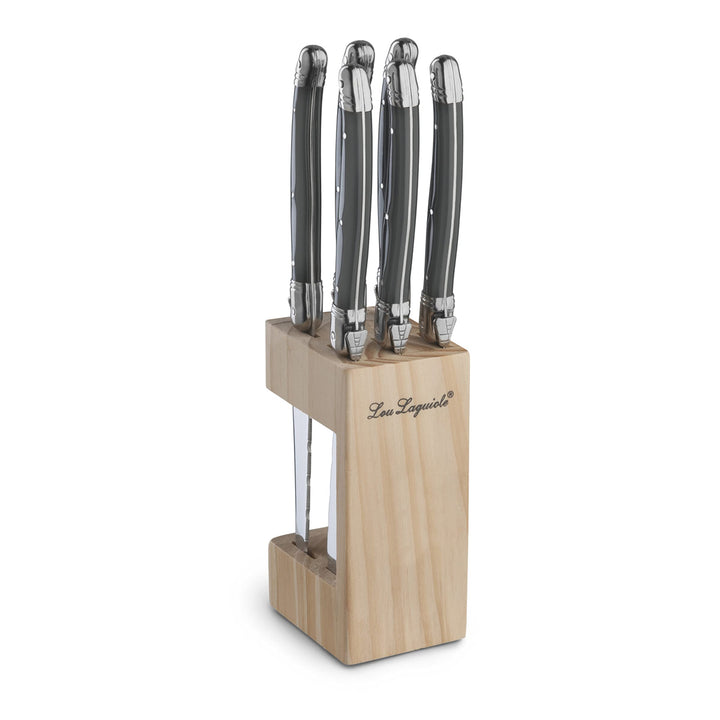 Lou Laguiole Steakmesser Set 6-teilig | 2511 Steakmesser mit Tradition und Stil | Griffe in Anthrazi