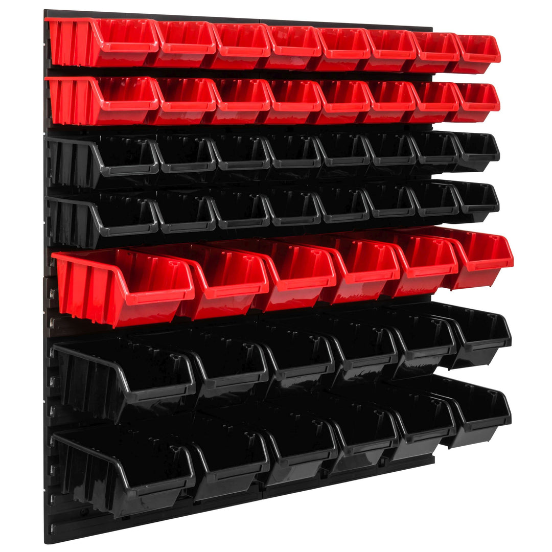 Lagersystem Werkstattregal | 78 x 78 cm | 50 stck. Box | Wandregal mit Stapelboxen - Wandplatten Ext