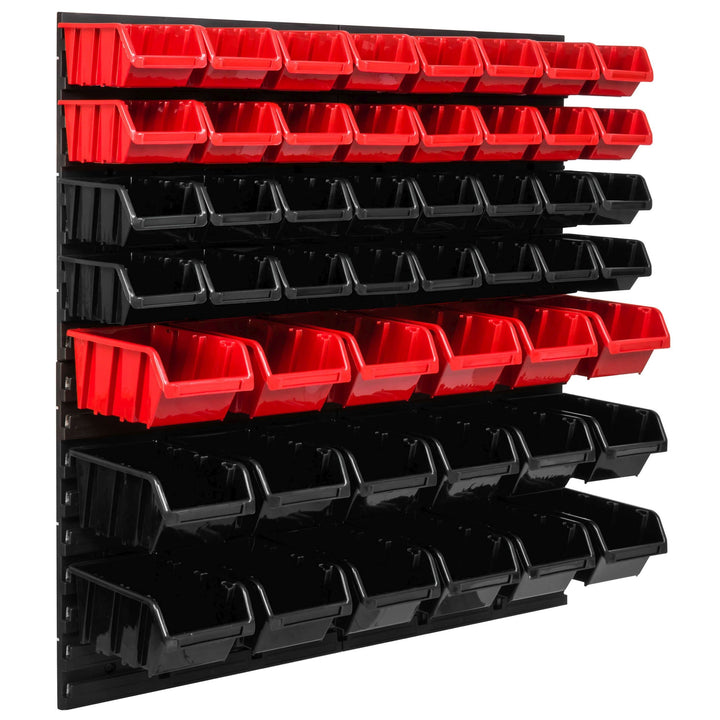 Lagersystem Werkstattregal | 78 x 78 cm | 50 stck. Box | Wandregal mit Stapelboxen - Wandplatten Ext