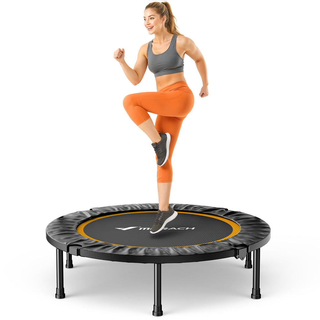 MERACH Mini Trampolin - 102cm/122cm Fitness Trampolin Faltbar, Maximale Belastung 150 KG, Trampoline