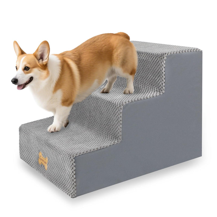 Nepfaivy Hundetreppe für Kleine Hunde 3-Stufig, Hundetreppe Hunderampe für Bett und Sofa aus Hochdic