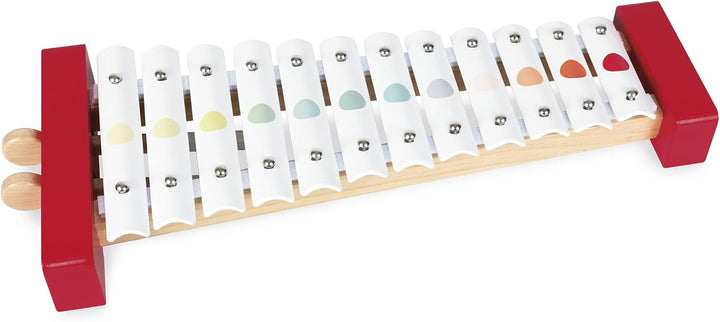Janod - Confetti Holz- und Metall-Xylofon, Kinder-Musikinstrument, Spielzeugnachbildung und Spielzeu