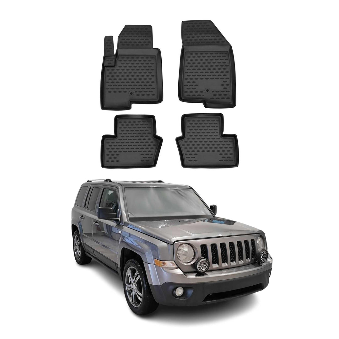 OMAC Gummimatten Fussmatten kompatibel mit Jeep Patriot 2007-2017 TPE Automatten Schwarz 4X Fussmatt