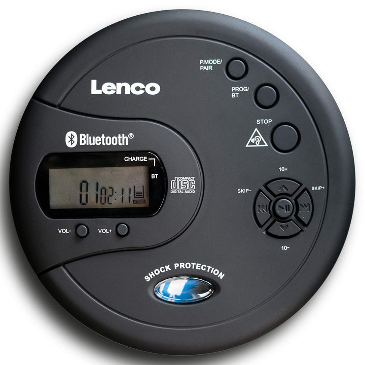 Lenco CD-300 - Tragbarer CD-Player Walkman - Bluetooth Diskman - CD Walkman - MP3 Funktion - Antisho